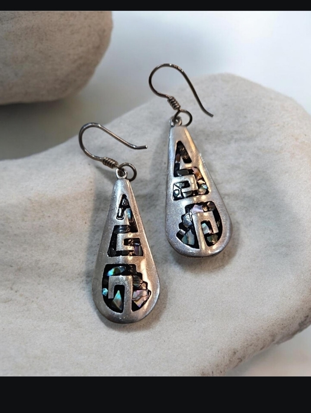 925 Silver Teardrop Earrings with Iridescent Inlay‎ - Women Jewelry TU-08 Mexico